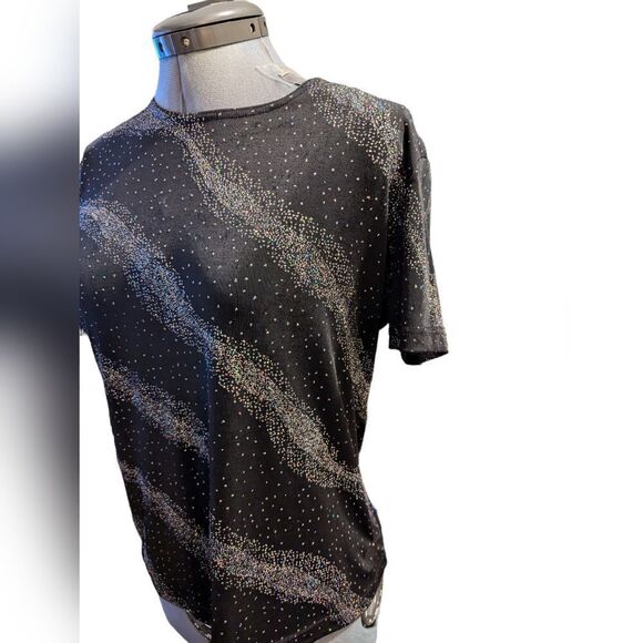 Women's vintage Bentley black sparkly glitter top size large - Picture 6 of 6
